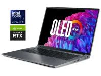 Ігровий ноутбук Б-класу Acer Swift X 14 SFX14-72G / 14.5" (2880x1800) OLED / Intel Core Ultra 7 155H (16 (22) ядер по 3,8 - 4,8 ГГц) / 16 ГБ DDR5 / 1000 ГБ SSD NVMe / nVidia GeForce RTX 4060, 8 ГБ GDDR6, 128-bit / WebCam б/в