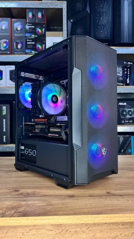 Збірка під замовлення: комп'ютер MSI MAG Forge M100R Black Tower / AMD Ryzen 5 5500 (6 (12) ядер по 3.6 - 4.2 GHz) / 16 GB DDR4 / 512 GB SSD M.2 / nVidia GeForce RTX 2060, 6 GB GDDR6, 192-bit / 650W б/в - зображення 2