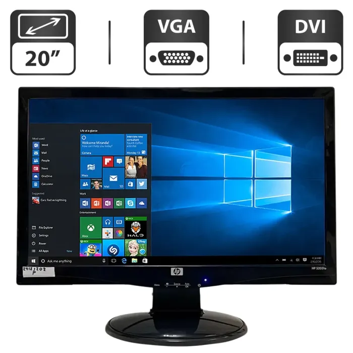 Монітор Б-клаc HP S2031a / 20" (1600x900) TN / VGA, DVI / Вбудовані колонки 2x 2W + Кабель живлення б/в - зображення 1