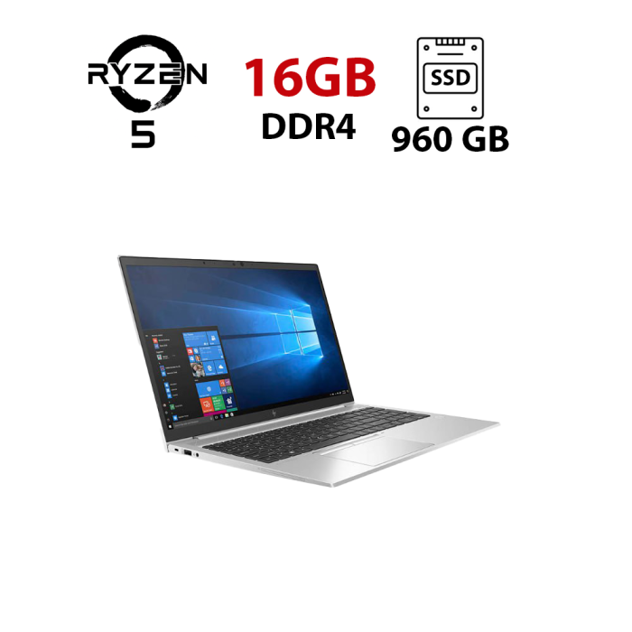 Ультрабук HP EliteBook 855 G7 / 15.6" (1920x1080) IPS / AMD Ryzen 5 Pro 4650U (6 (12) ядер по 2.1 - 4.0 GHz) / 16 GB DDR4 / 960 GB SSD / AMD Radeon RX Vega 6 Graphics / WebCam б/в - изображение 1
