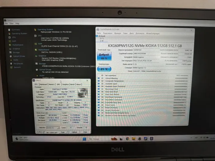 Ноутбук Dell Precision 7550 / 15.6" (1920x1080) IPS / Intel Core i7-10750H (6 (12) ядер по 2.6 - 5.0 GHz) / 32 GB DDR4 / 512 GB SSD / Intel UHD Graphics / WebCam б/в - зображення 6
