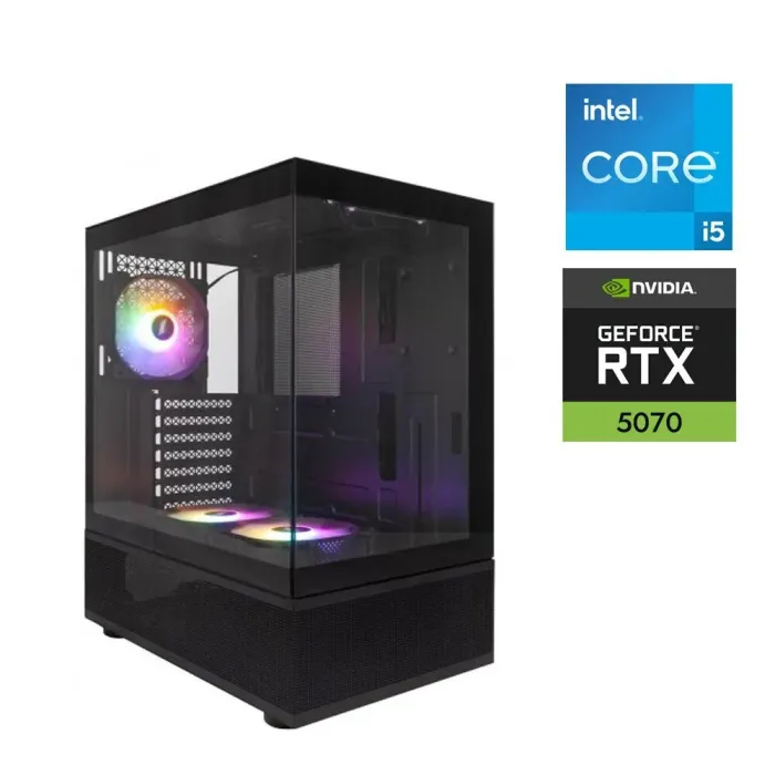 Ігровий ПК 1stPlayer VT6 Black MONSTR Tower / Intel Core i5-14600KF (14 (20) ядер по 2.6 - 5.3 GHz) / 32 GB DDR5 / 2000 GB SSD M.2 / nVidia GeForce RTX 5070, 12 GB GDDR7, 192-bit б/в - зображення 1