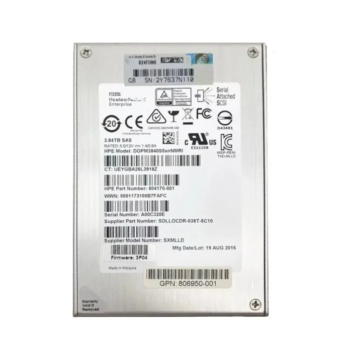 Твердотільний накопичувач SSD Hewlett Packard Enterprise DOPM3840S5xnNMRI / 2.5" / 3840 GB / SAS / eMLC б/в - зображення 1