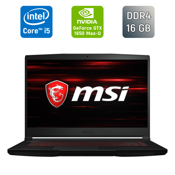 Ігровий ноутбук MSI GF63 Thin 11SC / 15,6" (1920x1080) IPS / Intel Core i5-11400H (6 (12) ядер по 2,7 - 4,5 ГГц) / 16 ГБ DDR4 / 512 ГБ SSD / nVidia GeForce GTX 1650 Max-Q, 4 ГБ GDDR5, 128-біт / Веб-камера / HDMI б/в - зображення 1