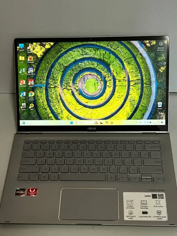 Ноутбук-трансформер Asus Q406D / 14" (1920x1080) IPS Touch / AMD Ryzen 5 3500U (4 (8) ядра по 2.1 - 3.7 GHz) / 8 GB DDR4 / 256 GB SSD / AMD Radeon Vega 8 Graphics / WebCam б/в - зображення 2