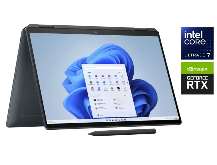 Ігровий ноутбук-трансформер HP Spectre x360 2-in-1 Laptop / 16" (2880x1800) OLED Touch / Intel Core Ultra 7 155H (16 (22) ядер по 1.4 - 4.8 GHz) / 16 GB DDR5 / 2000 GB SSD M.2 NVMe / nVidia GeForce RTX 4050, 6 GB GDDR6, 96-bit / WebCam / Win 11 Pro - зображення 1