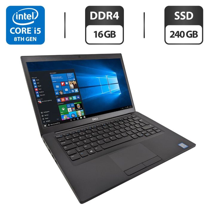 Ультрабук Dell Latitude 7490 / 14" (1920x1080) IPS / Intel Core i5-8250U (4 (8) ядра по 1.6 - 3.4 GHz) / 16 GB DDR4 / 240 GB SSD / Intel UHD Graphics 620 / WebCam б/в - зображення 1