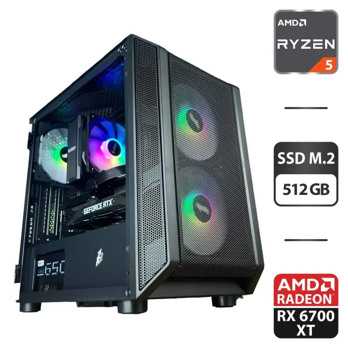Збірка під замовлення: комп'ютер 1stPlayer D3-3F2-PLUS Black Tower / AMD Ryzen 5 3600 (6 (12) ядер по 3.6 - 4.2 GHz) / 16 GB DDR4 / 512 GB SSD M.2 / AMD Radeon RX 6700 XT, 8 GB GDDR6, 192-bit / 650W б/в - зображення 1