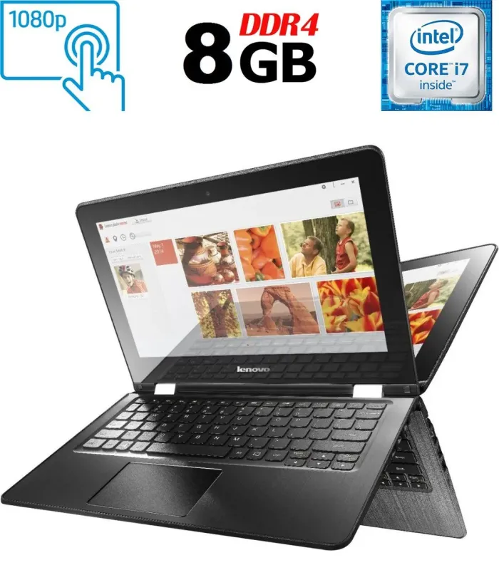 Ноутбук-трансформер Б-клас Lenovo Flex 3-1480 / 14" (1920x1080) IPS Touch / Intel Core i7-6500U (2 (4) ядра по 2.5 - 3.1 GHz) / 8 GB DDR4 / 240 GB SSD / Intel HD Graphics 520 / WebCam / HDMI б/в - зображення 1