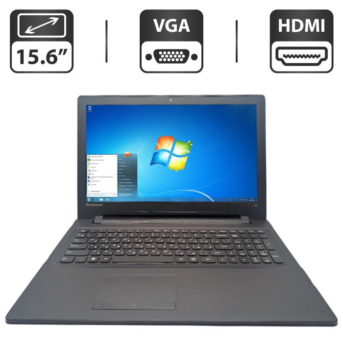 Ноутбук Б-класс Lenovo IdeaPad 300-15IBR / 15.6" (1366x768) TN / Intel Celeron N3050 (2 ядра по 1.6 - 2.16 GHz) / 4 GB DDR3 / 500 GB HDD / Intel HD Graphics / WebCam / DVD-ROM б/в - зображення 1
