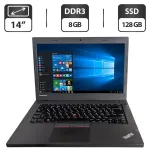 Ноутбук Б-клас Lenovo ThinkPad L450 / 14" (1366x768) TN / Intel Core i3-5005U (2 (4) ядра по 2.0 GHz) / 8 GB DDR3 / 128 GB SSD / Intel HD Graphics 5500 / WebCam б/в
