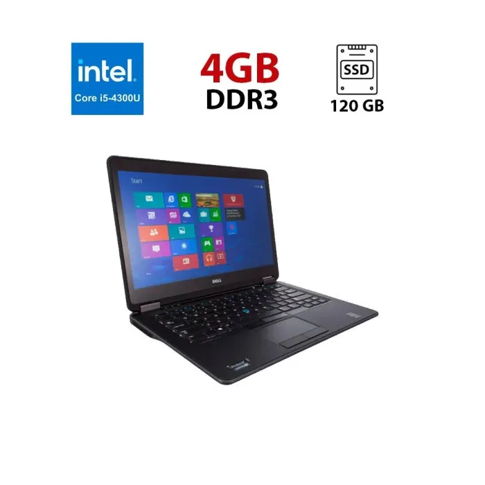 Ноутбук Dell Latitude E7440 / 14" (1366x768) TN / Intel Core i5-4300U (2 (4) ядра по 1.9 - 2.9 GHz) / 4 GB DDR3 / 120 GB SSD / Intel HD Graphics 4400 / WebCam б/в - зображення 1
