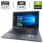Мобільна робоча станція HP ZBook 17 G2 / 17,3" (1600x900) TN / Intel Core i5-4200M (2 (4) ядра по 2,5 - 3,1 ГГц) / 16 ГБ DDR3 / 240 ГБ SSD / nVidia Quadro K1100M, 2 ГБ GDDR5, 128-біт / WebCam / DVD-ROM б/в