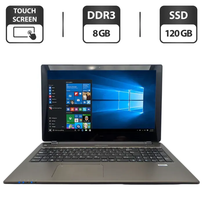 Ноутбук Medion E6239E / 15.6" (1366x768) TN Touch / Intel Pentium N3530 (4 ядра по 2.16 - 2.58 GHz) / 8 GB DDR3 / 120 GB SSD / Intel HD Graphics / WebCam / DVD-ROM б/в - зображення 1