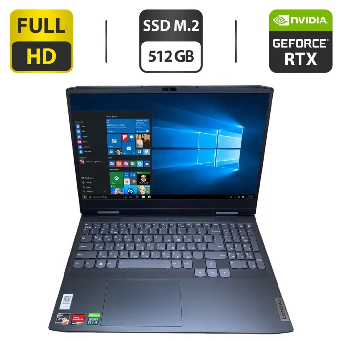 Ноутбук Б-клас Lenovo IdeaPad 3 15ARH7 / 15.6" (1920x1080) IPS / AMD Ryzen 7 6800H (8 (16) ядер по 3.2 - 4.7 GHz) / 16 GB DDR4 / 512 GB SSD M.2 / nVidia GeForce RTX 3050, 4 GB GDDR6, 128-bit / WebCam б/в - зображення 1