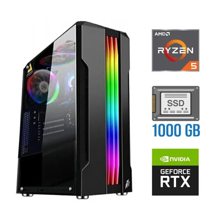 Ігровий ПК Tower / AMD Ryzen 5 3600 (6(12) ядер по 3.6-4.2 GHz) / 32 GB DDR4 / 1000 GB SSD / nVidia GeForce RTX 4060, 8 GB GDDR6, 128-bit - зображення 1