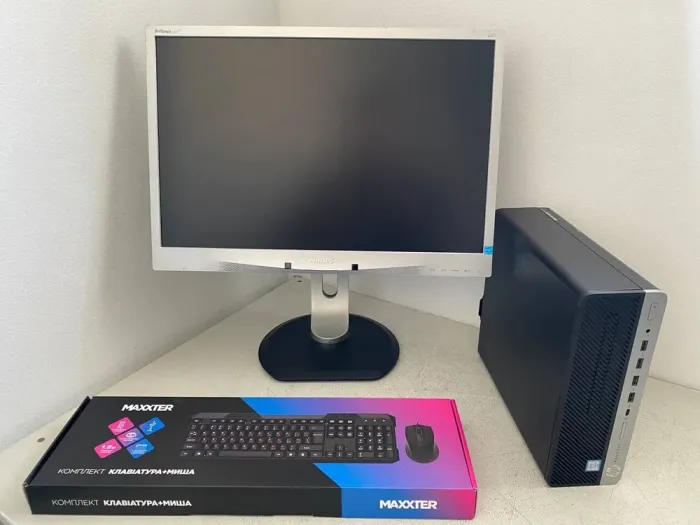 Комплект ПК: комп'ютер HP ProDesk 600 G3 SFF / Intel Core i3-6100 (2 (4) ядра по 3.7 GHz) / 8 GB DDR4 / 128 GB SSD / Intel HD Graphics 630 + Монітор Philips 220P / 22" (1680x1050) TN / VGA, DVI, DisplayPort + Клавіатура, мишка б/в - зображення 2