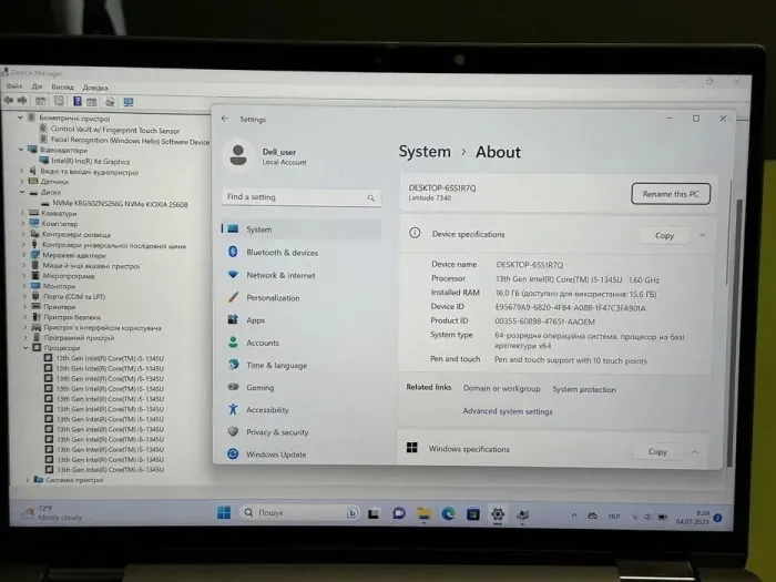 Ультрабук Dell Latitude 7340 2-in-1 / 13.3" (2560x1600) WVA Touch / Intel Core i5-1345U (10 (12) ядер по 3.5 - 4.7 GHz) / 16 GB DDR4 / 256 GB SSD M.2 / Intel Iris Xe Graphics / WebCam - зображення 9