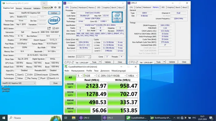 Ноутбук Б-клас Dell Latitude E5570 / 15.6" (1366x768) TN / Intel Core i3-6100U (2 (4) ядра по 2.3 GHz) / 8 GB DDR4 / 256 GB SSD M.2 + 500 GB HDD / Intel HD Graphics 520 / WebCam б/в - зображення 8