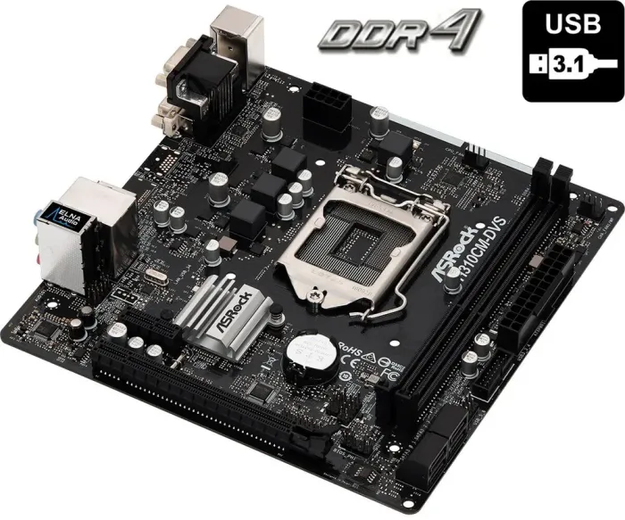 Материнська плата ASRock H310CM-DVS / Socket LGA1151 / USB 3.1 - зображення 1