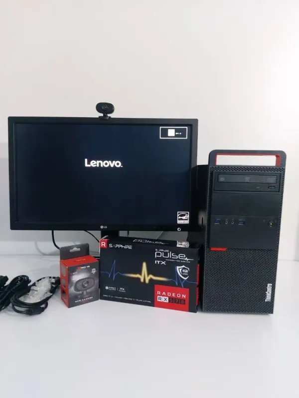 Комплект: Lenovo ThinkCentre M800 Tower / Intel Core i5-6500 (4 ядра по 3.2 - 3.6 GHz) / 16 GB DDR4 / 512 GB SSD + 500 GB HDD / AMD Radeon RX 570, 4 GB GDDR5, 256-bit / DVD-ROM + Монітор LG 24MB37PM-B / 24" (1920x1080) IPS б/в - зображення 3