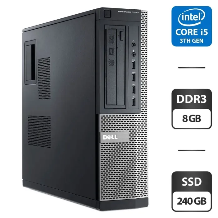 Комп'ютер Dell OptiPlex 7010 Desktop / Intel Core i5-3470 (4 ядра по 3.2 - 3.6 GHz) / 8 GB DDR3 / 240 GB SSD / Intel HD Graphics 2500 / DVD-ROM б/в - зображення 1