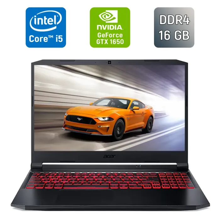 Ігровий ноутбук Acer Nitro 5 AN515-57 / 15.6" (1920x1080) IPS / Intel Core i5-11400H (6 (12) ядер по 2,7 - 4,5 ГГц) / 16 ГБ DDR4 / 512 ГБ SSD / nVidia GeForce GTX 1650, 4 ГБ GDDR6, 128-біт / WebCam / HDMI б/в - зображення 1