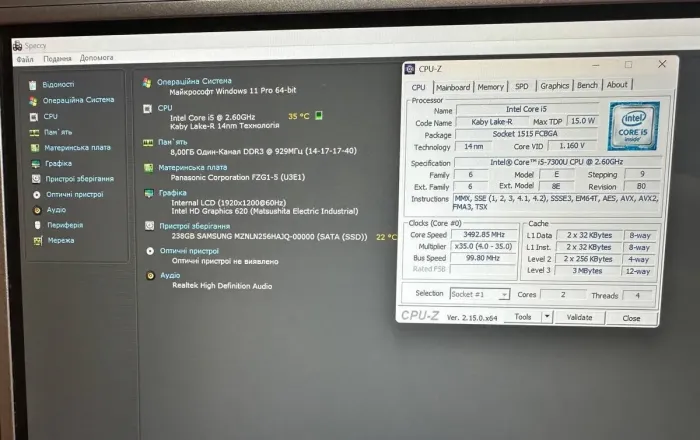 Захищений планшет Panasonic Toughpad FZ-G1 / 10,1" (1920x1200) IPS Touch / Intel Core i5-7300U (2 (4) ядра по 2,6 - 3,5 ГГц) / 8 ГБ DDR3 / 256 ГБ SSD / Intel HD Graphics 620 / WebCam / Win 11 Pro б/в - зображення 11
