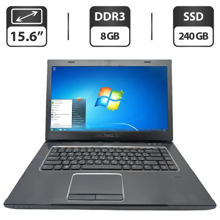 Ноутбук Dell Vostro 3550 / 15.6" (1366x768) TN / Intel Core i5-2410M (2 (4) ядра по 2.3 - 2.9 GHz) / 8 GB DDR3 / 240 GB SSD / Intel HD Graphics 3000 / WebCam / DVD-ROM / АКБ не тримає б/в - зображення 1