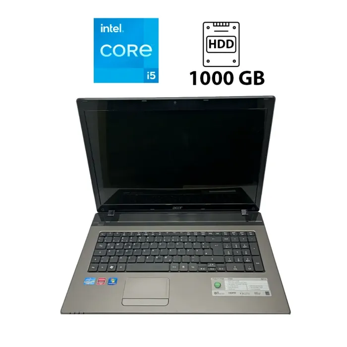 Ноутбук Acer Aspire 7750G / 17.3" (1600x900) TN / Intel Core i5-2410M (2 (4) ядра по 2.3 - 2.9 GHz) / 8 GB DDR3 / 1000 GB HDD / Intel HD Graphics 3000 / WebCam б/в - зображення 1