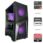 Збірка під замовлення: ігровий ПК MSI MAG Forge 100M Black Tower / AMD Ryzen 5 5600 (6 (12) ядер по 3.5 - 4.4 GHz) / 16 GB DDR4 / 1000 GB SSD M.2 / AMD Radeon RX 6700 XT, 12 GB GDDR6, 192-bit / 650W б/в