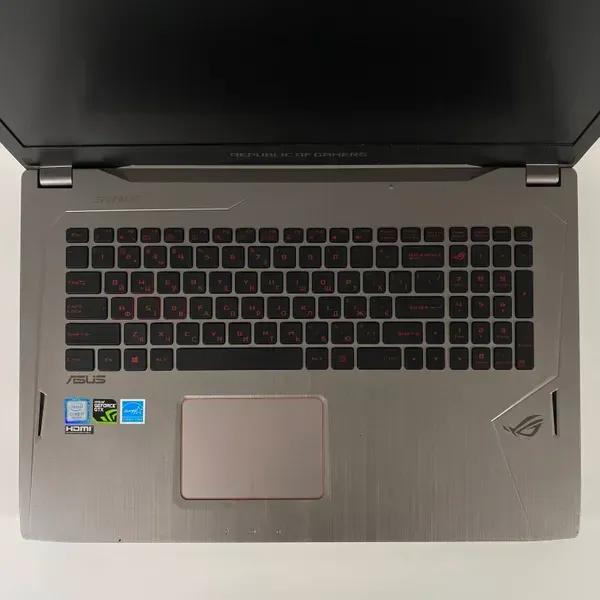 Ігровий ноутбук Asus ROG Strix GL702V / 17.3" (1920x1080) IPS / Intel Core i7-7700HQ (4 (8) ядра по 2.8 - 3.8 GHz) / 16 GB DDR4 / 512 GB SSD / nVidia GeForce GTX 1070, 8 GB GDDR5, 256-bit / WebCam / HDMI б/в - зображення 3