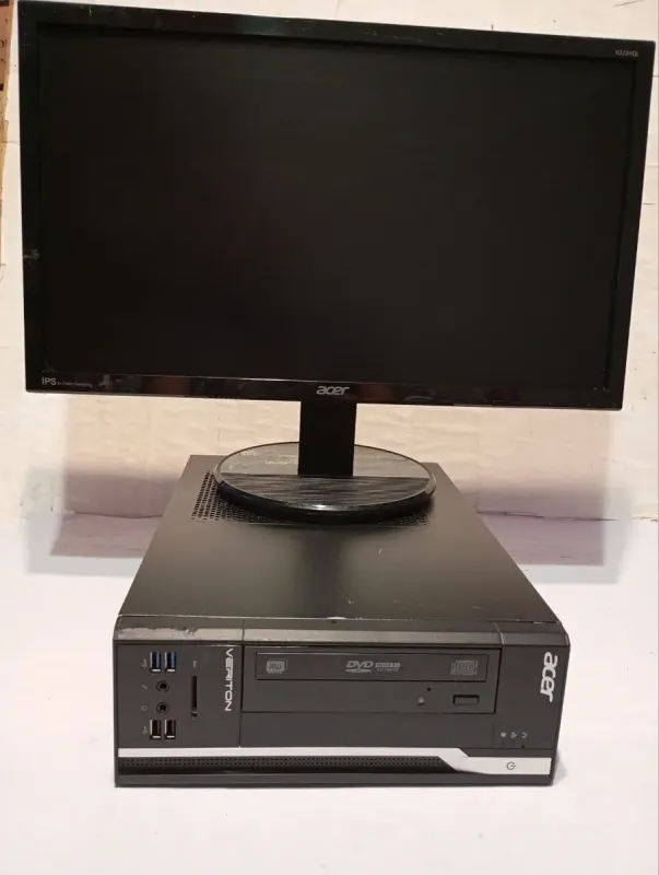 Комплект ПК Б-клас: Acer Veriton X2632G SFF / Intel Core i3-4130 (2 (4) ядра по 3.4 GHz) / 8 GB DDR3 / 500 GB HDD / Intel HD Graphics 4400 / DVD-RW + Монітор Acer K222HQL / 22" (1920x1080) IPS / 1x HDMI, 1x DVI, 1x VGA б/в - зображення 2