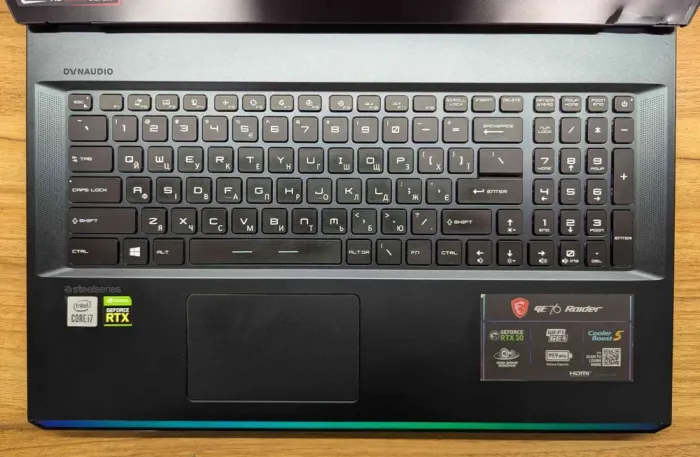 Ігровий ноутбук Б-клас MSI MS-17K2 / 17.3" (1920x1080) IPS / Intel Core i7-10750H (6 (12) ядер по 2.6 - 5.0 GHz) / 32 GB DDR4 / 1000 GB SSD / nVidia GeForce RTX 3070, 8 GB GDDR6, 256-bit / WebCam / Windows 10 б/в - зображення 4