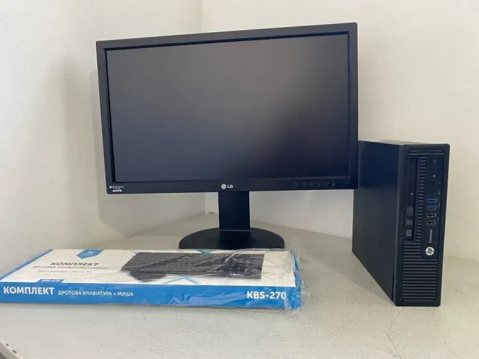 Комплект ПК: неттоп HP EliteDesk 800 G1 USFF / Intel Core i5-4690S (4 ядра по 3.2 - 3.9 GHz) / 16 GB DDR3 / 240 GB SSD / Intel HD Graphics 4600 / DVD-ROM + Монітор LG 23MB35PY-B / 23" (1920x1080) IPS б/в - зображення 2