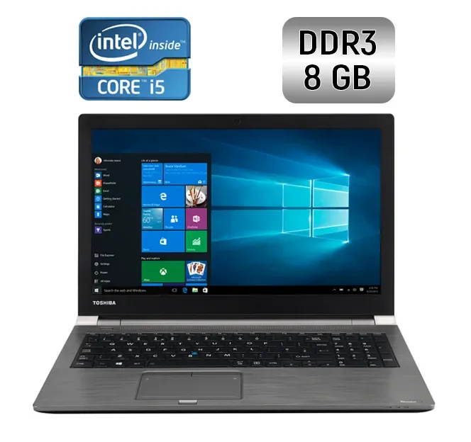 Ноутбук Toshiba Tecra C50-D / 15.6" (1366x768) TN / Intel Core i5-7200U (2 (4) ядра по 2.5 - 3.1 GHz) / 8 GB DDR3 / 256 GB SSD / Intel HD Graphics 620 / WebCam / Windows 10 б/в - зображення 1