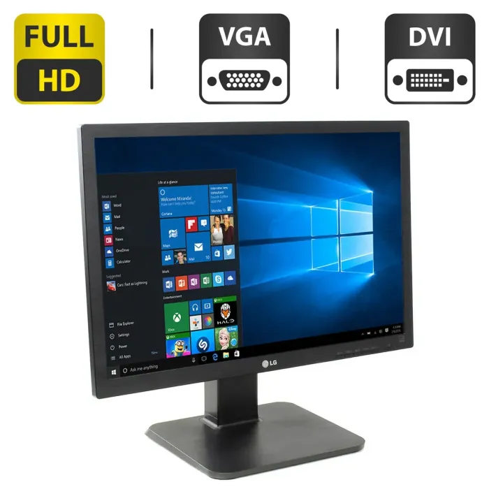 Монітор  LG 24MB65PY-B / 24" (1920x1200) IPS / USB-Hub, VGA, DVI, DisplayPort / Вбудовані колонки 2x 2W / VESA 100x100 б/в - зображення 1