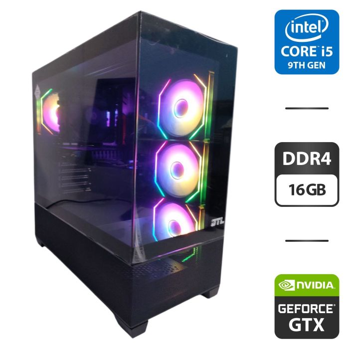 Ігровий ПК GTL Gaming Universe Black Tower / Intel Core i5-9500 (6 ядер по 3,0 - 4,4 ГГц) / 16 ГБ DDR4 / 512 ГБ SSD M.2 + 1000 ГБ HDD / nVidia GeForce GTX 1660 Ti, 6 ГБ GDDR6, 192-біт / 500 Вт б/в - изображение 1