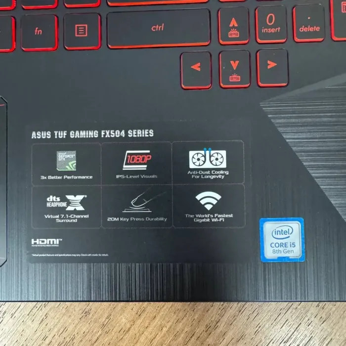 Ігровий ноутбук Б-клас Asus TUF Gaming FX504GM / 15.6" (1920x1080) IPS / Intel Core i5-8300H (4 (8) ядра по 2.3 - 4.0 GHz) / 8 GB DDR4 / 512 GB SSD / nVidia GeForce GTX 1060, 3 GB GDDR5, 192-bit / WebCam б/в - зображення 8