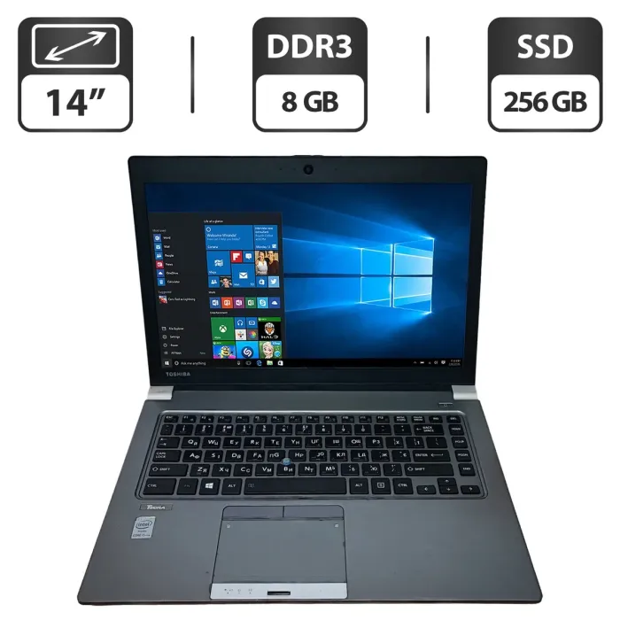 Ноутбук Toshiba Tecra Z40-A / 14" (1600x900) TN / Intel Core i5-4300U (2 (4) ядра по 1.9 - 2.9 GHz) / 8 GB DDR3 / 256 GB SSD / Intel HD Graphics 4400 / WebCam / HDMI б/в - зображення 1