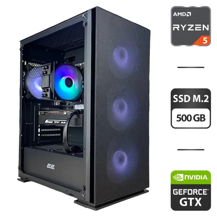Збірка під замовлення: 2E Gaming Virtus Neo G3301N Tower / AMD Ryzen 5 3600 (6 (12) ядер по 3.6 - 4.2 GHz) / 16 GB DDR4 / 500 GB SSD M.2 / nVidia GeForce GTX 1060, 6 GB GDDR6X, 192-bit / HDMI / 550W б/в - зображення 1