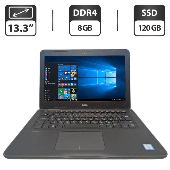Ноутбук Dell Latitude 3380 / 13.3" (1366x768) TN / Intel Core i3-6006U (2 (4) ядра по 2.0 GHz) / 8 GB DDR4 / 120 GB SSD / Intel HD Graphics 520 / WebCam б/в - зображення 1