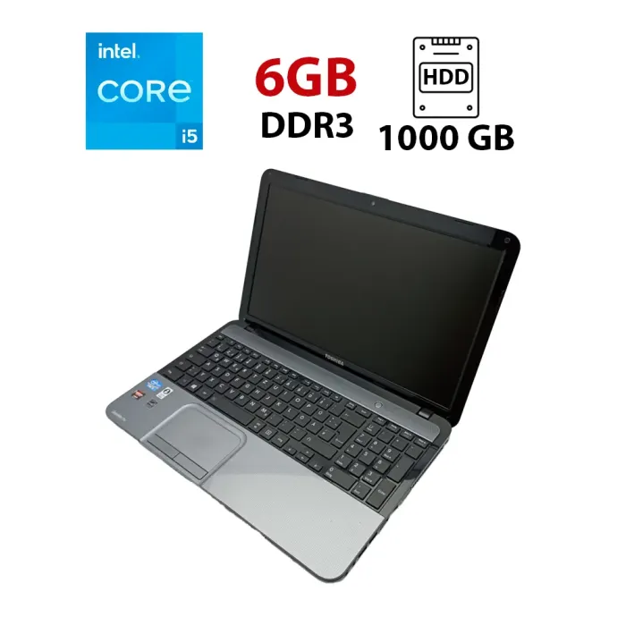 Ноутбук Б-клас Toshiba L850 / 15.6" (1366x768) TN / Intel Core i5-3210M (2 (4) ядра по 2.5 - 3.1 GHz) / 6 GB DDR3 / 1000 GB HDD / AMD Radeon HD 7600M, 1 GB GDDR3, 64-bit / WebCam б/в - зображення 1