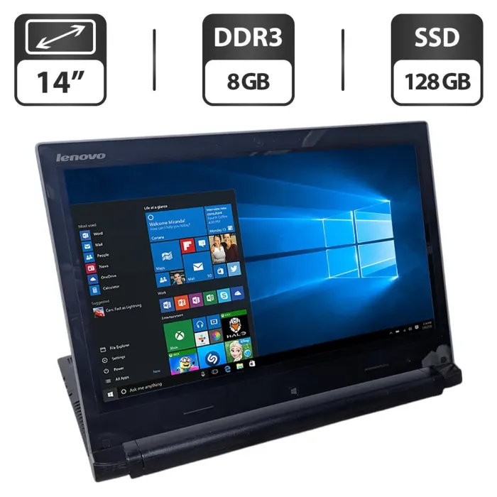 Ноутбук-трансформер Б-клас Lenovo IdeaPad Flex 14 / 14" (1366x768) TN / Intel Core i3-4010U (2 (4) ядра по 1.7 GHz) / 8 GB DDR3 / 128 GB SSD / Intel HD Graphics 4400 / WebCam б/в - зображення 1