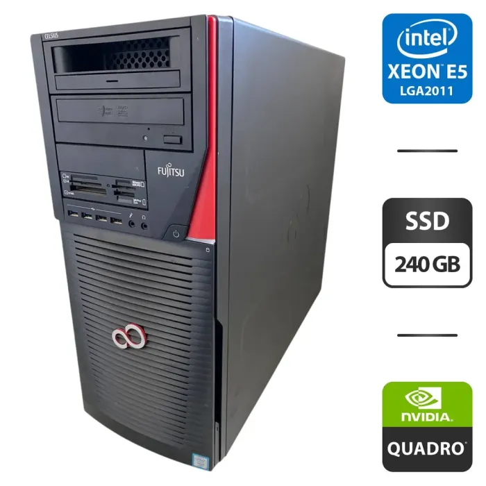 Робоча станція Fujitsu Celsius M740n Tower / Intel Xeon E5-2697 v3 (14 (28) ядер по 2.6 - 3.6 GHz) / 32 GB DDR4 / 240 GB SSD / nVidia Quadro K2200, 4 GB GDDR5, 128-bit / DVD-ROM б/в - зображення 1