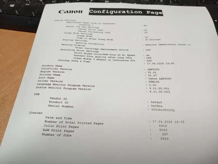 Принтер Canon i-SENSYS LBP5050 / Лазерний кольоровий друк / 600x600 dpi / A4 / 12 стор/хв / USB 2.0 б/в - зображення 4