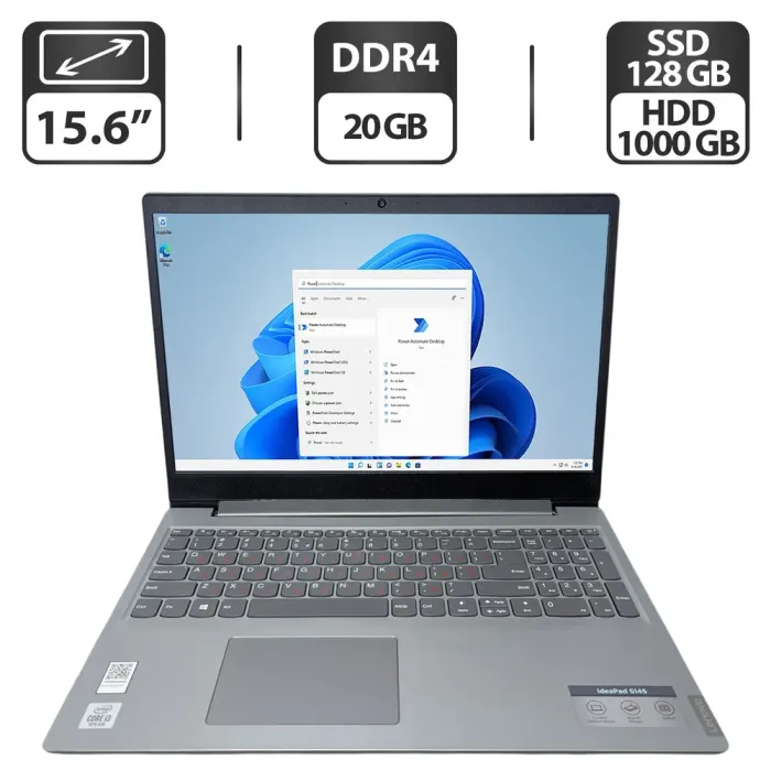 Ноутбук Б-клас Lenovo IdeaPad S145 / 15.6" (1366x768) TN / Intel Core i3-1005G1 (2 (4) ядра по 1.2 - 3.4 GHz) / 20 GB DDR4 / 128 GB SSD + 1000 GB HDD / Intel UHD Graphics / WebCam б/в - зображення 1