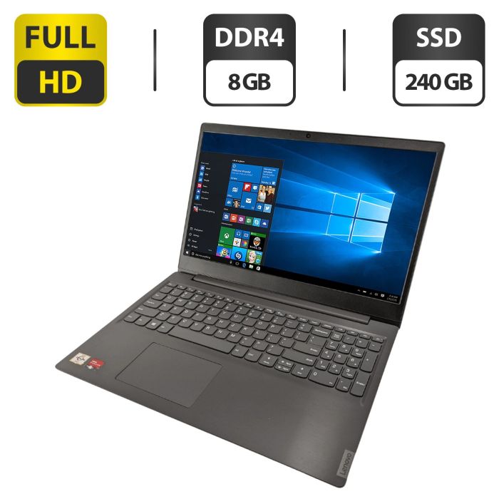 Ноутбук Lenovo V15-ADA / 15.6" (1920x1080) TN / AMD Athlon Gold 3150U (2 (4) ядра по 2.4 - 3.3 GHz) / 8 GB DDR4 / 240 GB SSD / AMD Radeon Graphics / WebCam б/в - зображення 1