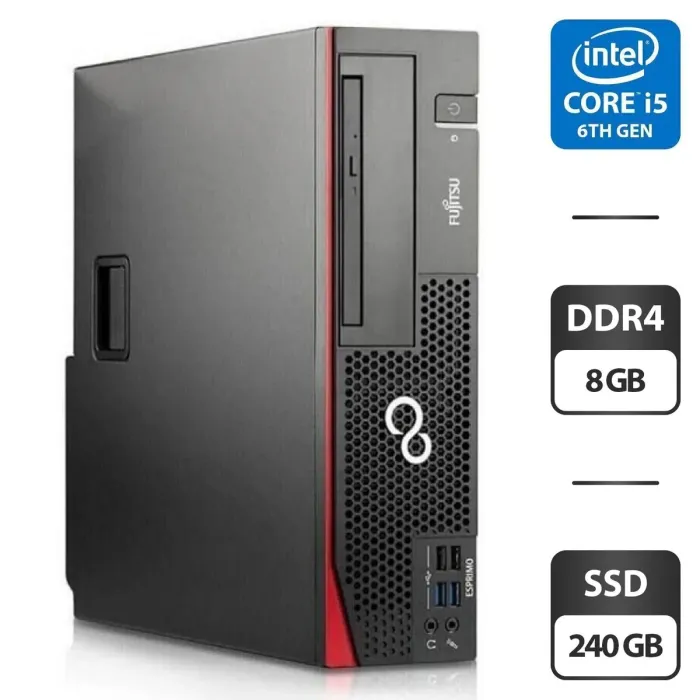 Комп'ютер Fujitsu Esprimo D757 E90 SFF / Intel Core i5-6500 (4 ядра по 3.2 - 3.6 GHz) / 8 GB DDR4 / 240 GB SSD / Intel HD Graphics 530 / DVD-ROM / Windows 11 Pro б/в - зображення 1