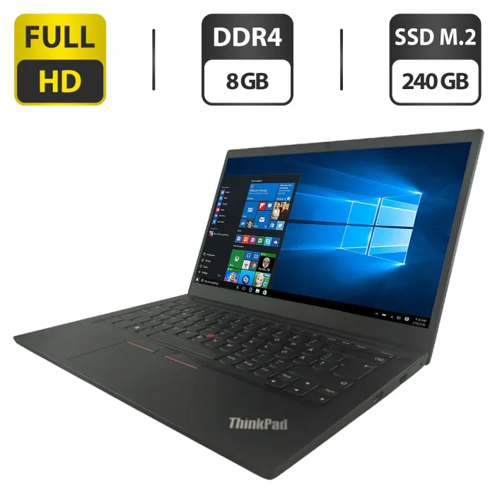 Ультрабук Lenovo ThinkPad E14 Gen2 / 14" (1920x1080) IPS / Intel Core i5-1135G7 (4 (8) ядра по 4.2 GHz) / 8 GB DDR4 / 240 GB SSD M.2 / Intel Iris Xe Graphics / WebCam б/в - зображення 1